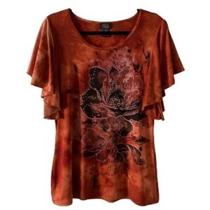 Shannon Ford New York Burnt Orange Beaded Top​​​​​​​​​​​​​​​​​​​​​​​​​​